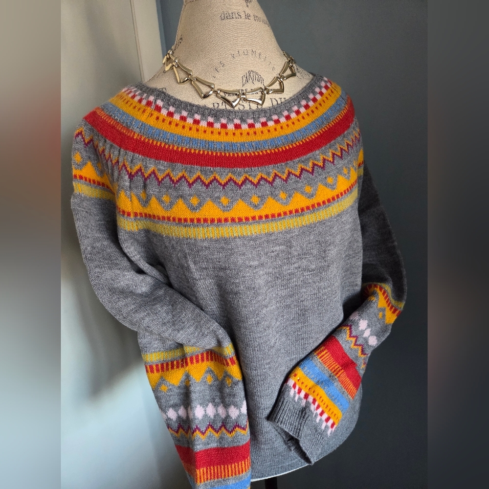 Multicolor Fair Isle Women's Sweater - Picture 8 of 14